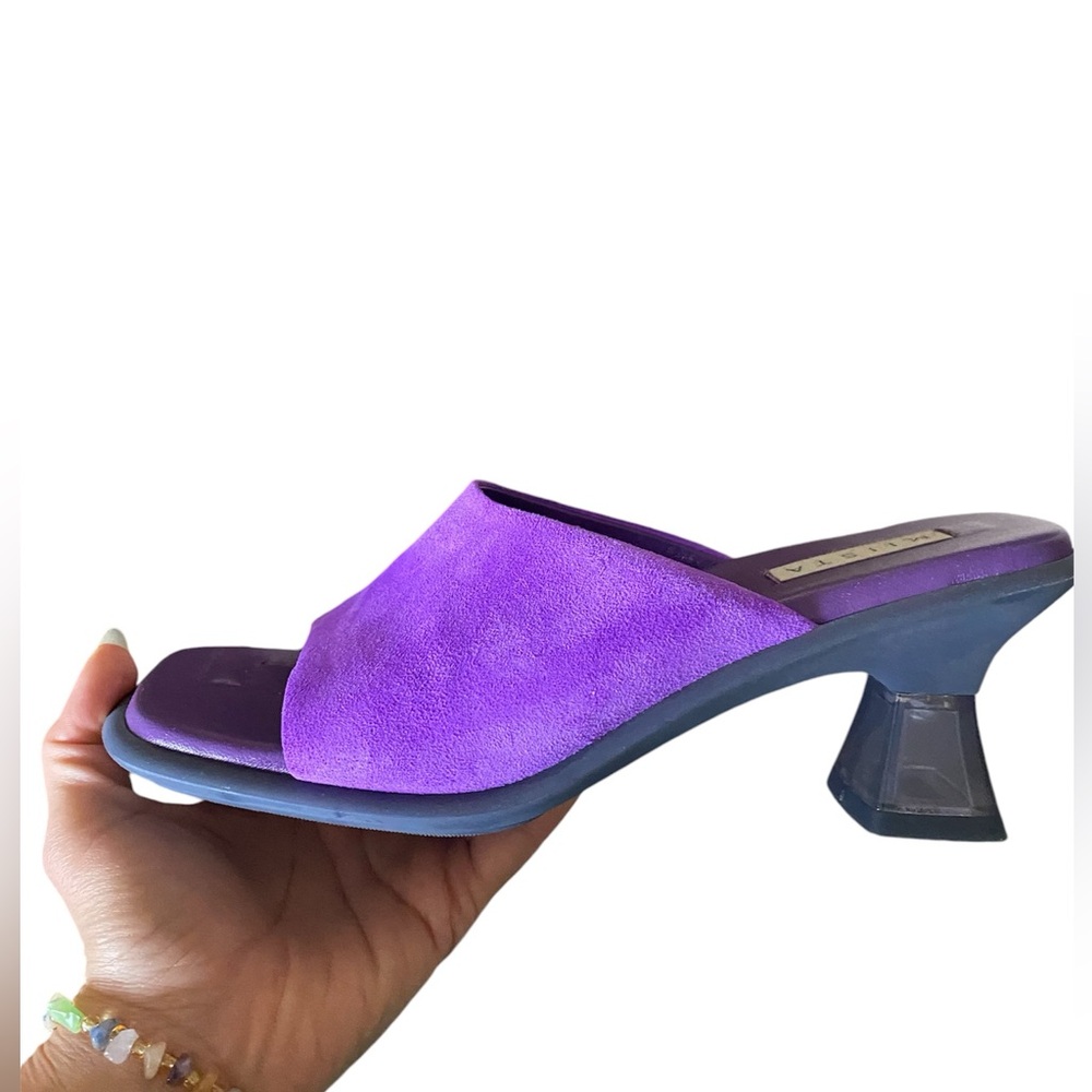 New Miista Synthia purple suede cushioned heeled Sandals US 8